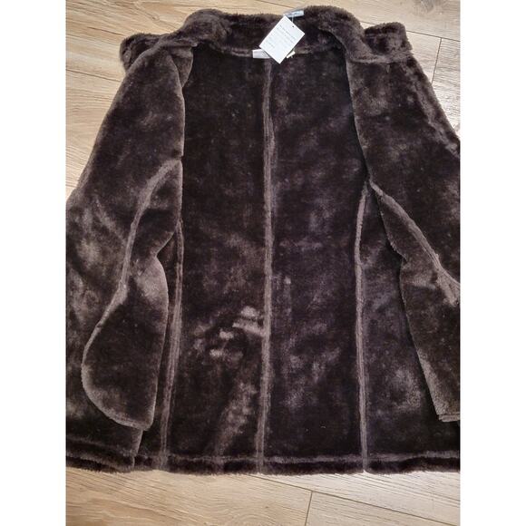 Denim & Co Brown Layer Vest XL Women's Faux Suede Fur Trim Pockets Winter Sporty - Picture 8 of 13